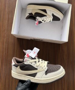 First Copy Nike Air Jordan Low Travis Scott UA Quality with BRAND BOX (White - Brown)