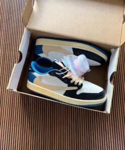 First Copy Nike Air Jordan Cut Low Travis Scott UA Quality with BRAND BOX (Blue)