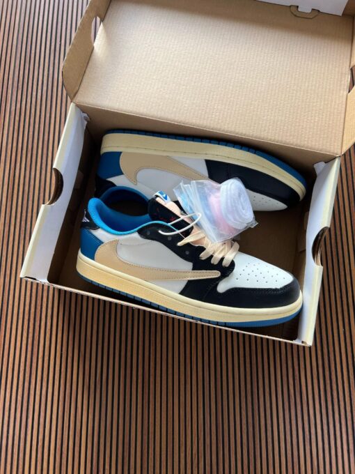First Copy Nike Air Jordan Cut Low Travis Scott UA Quality with BRAND BOX (Blue)