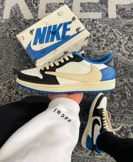 First Copy Nike Air Jordan Cut Low Travis Scott UA Quality with BRAND BOX (Blue) - Image 4