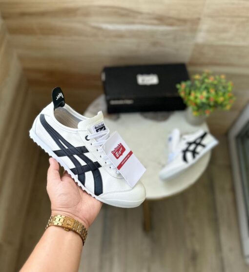 First Copy Onitsuka Tiger Leather Trainers (White Black) - 3