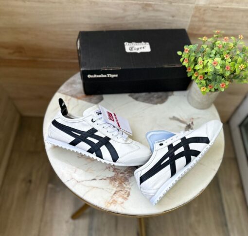 First Copy Onitsuka Tiger Leather Trainers (White Black) - 4