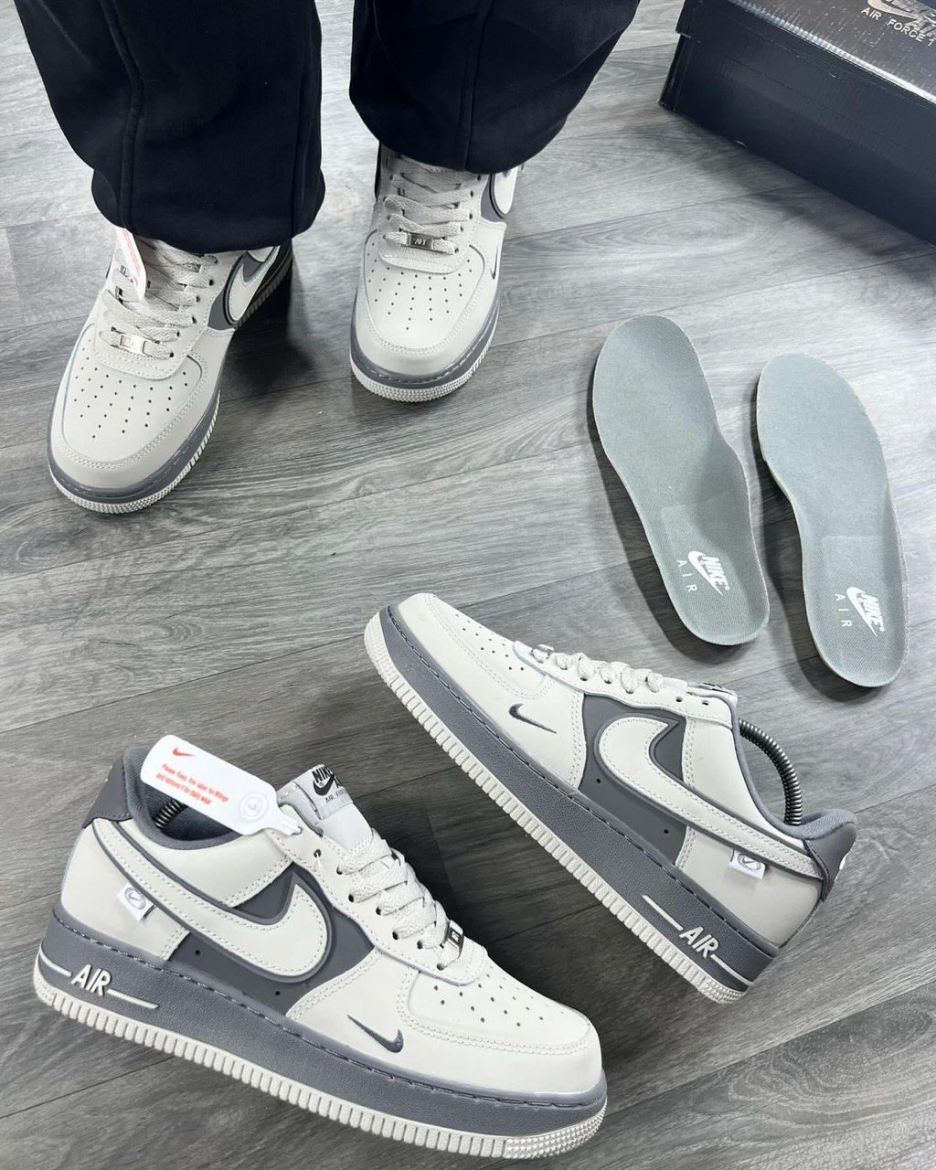 Nike Air Force 1 First Copy (White-Grey) - Image 2